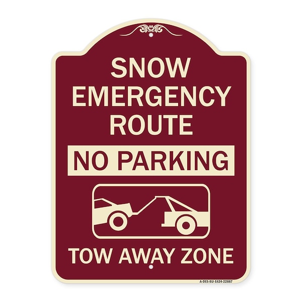Signmission Snow Emergency Route Tow Away Zone W/ Graphic Heavy-Gauge Aluminum Sign, 24" x 18", BU-1824-22887 A-DES-BU-1824-22887 - main